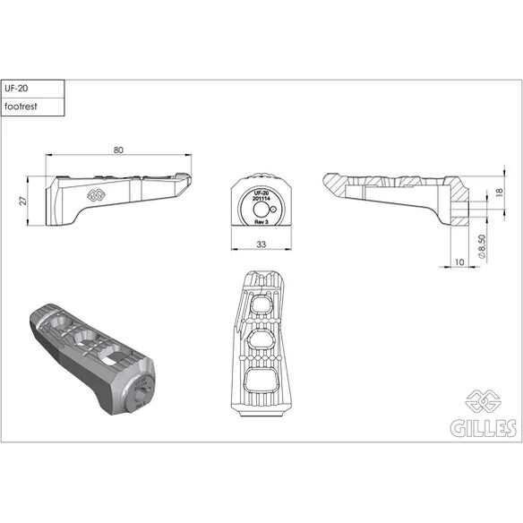 Uf20 Footrest Kit Silver
