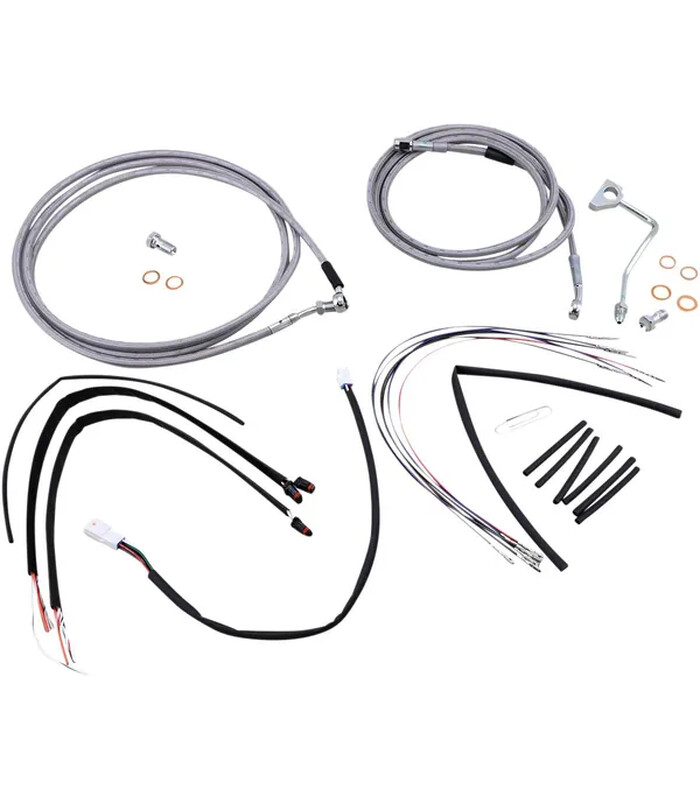 Complete Stainless Braided Handlebar Cable-Brake Line Kit Silver