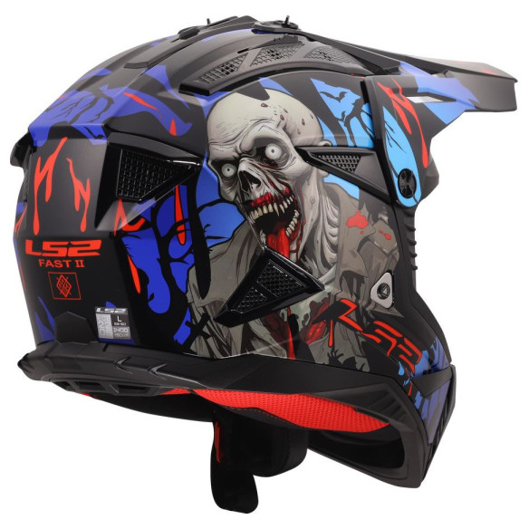 LS2 MX708 FAST II ZOMBIE 2 helmet, Black Red Blue